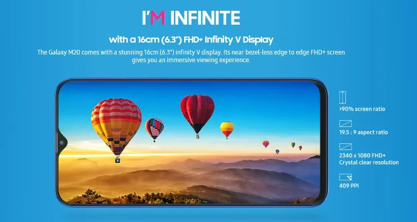 Samsung Galaxy M20 Review: Why Should you buy it? 3 Samsung Galaxy M20 - 6.3-inch FHD+ Infinity V Display