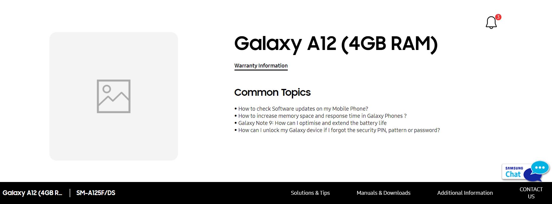Galaxy A 12 Support Page